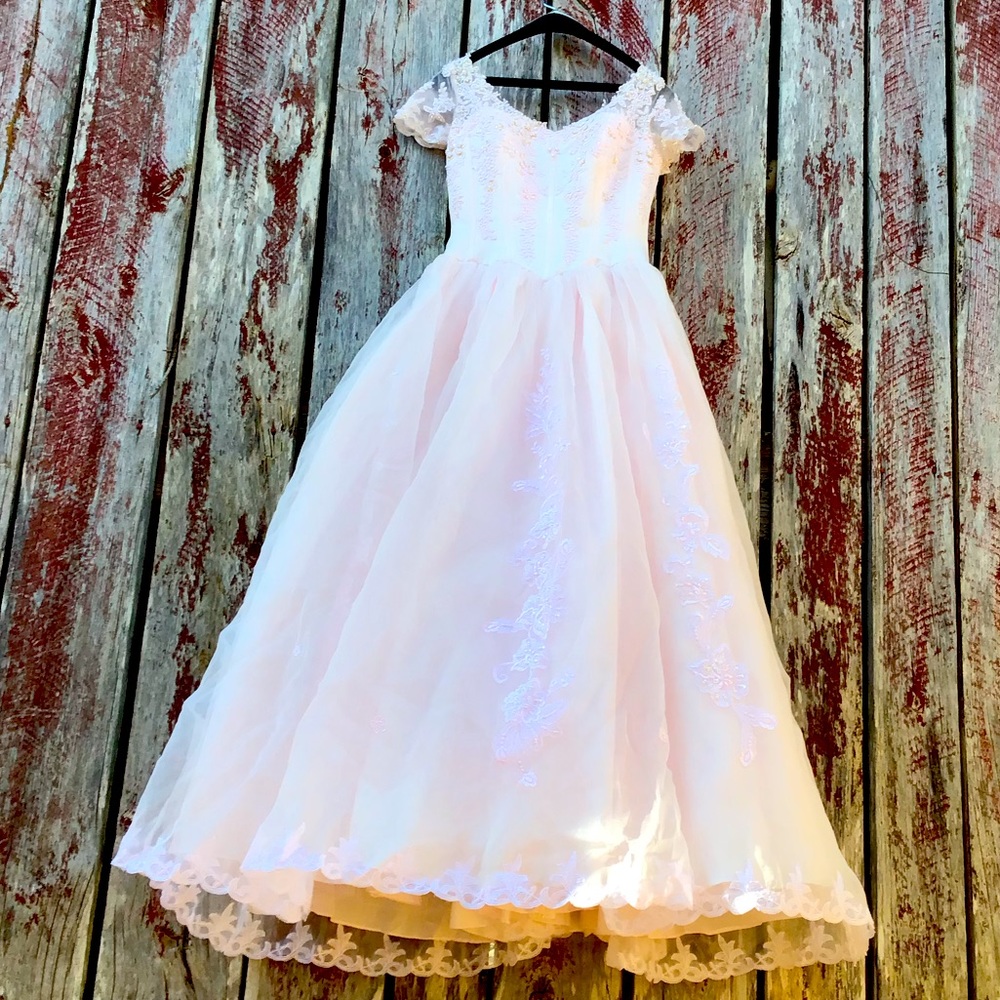 Pretty n Pink Vintage Wedding Dress Queen Fairy Stunning Dainty Elegant Italy